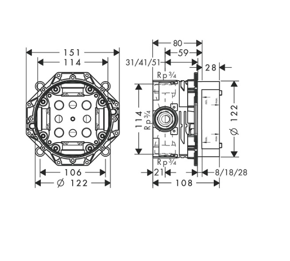 Смеситель для ванны с душем со скрытой частью Hansgrohe Talis E 71474670S черный матовый
