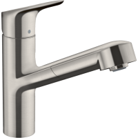 Смеситель для кухонной мойки hansgrohe Focus M43 150, с вытяжным изливом 71842800, под сталь