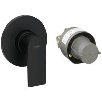 Смеситель для душа hansgrohe Rebris E, скрытого монтажа, в комплекте со скрытой частью 72658670, матовый черный