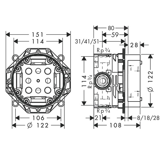 71468000S Set HG Vernis Shape смеситель для ванны (71468000+01800180)