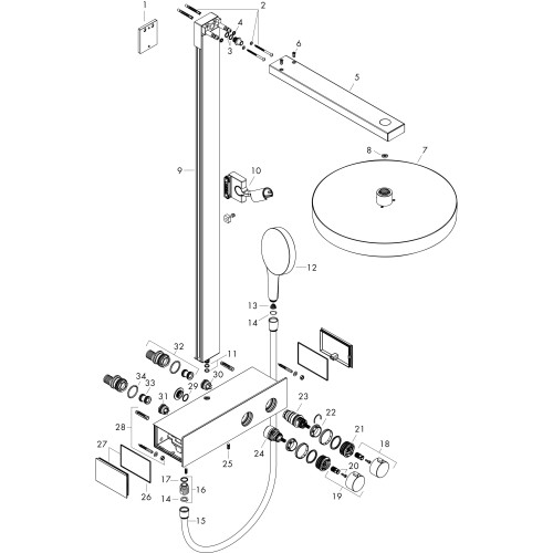 HG Rainfinity Showerpipe 360 1jet с термостатом ShowerTablet 350, хром