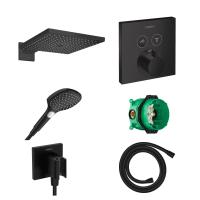 Готовый набор для душа скрытого монтажа hansgrohe Raindance с термостатом ShowerSelect HG-PR140, матовый черный