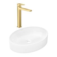 Готовый набор для раковины hansgrohe Xuniva D накладной со смесителем Metropol 260 HG-PR250, белый/полированное золото