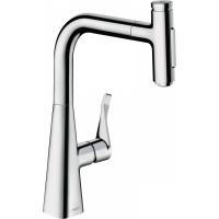 Кухонный смеситель Hansgrohe Metris Select M71 однорычажный, 240, с вытяжным душем, 2jet, sBox 73817000, хром