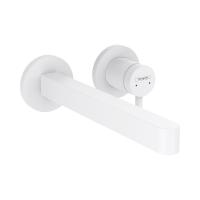 Hansgrohe Finoris Смеситель для раковины однорычажный скрытого монтажа настенный с изливом 22,8 см белый матовый 76050700