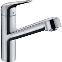 Смеситель для кухонной мойки hansgrohe Focus M42 150, Eco, с вытяжным изливом 1jet 71865000, хром
