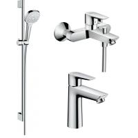 Готовый набор для ванны hansgrohe Talis с ручным душем Croma и смесителем для раковины HG-PR103, хром