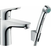 Смеситель hansgrohe Focus для раковины с гигиеническим душем и донным клапаном Push-Open 31927000, хром