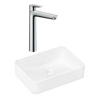 Готовый набор для раковины hansgrohe Xuniva Q накладной со смесителем Talis E 240 HG-PR230, белый/хром