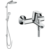 Готовый набор для ванны hansgrohe со смесителем Focus и душевой системой Crometta S 240, HG-PR273, хром