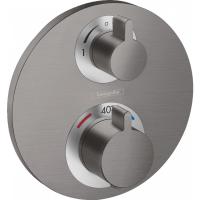 Термостат с запорным/переключающим вентилем Hansgrohe Ecostat S, СМ 15758340, шлифованный черный хром