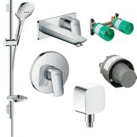 Готовый набор для душа скрытого монтажа hansgrohe Logis со смесителем для раковины HG-PR20, хром