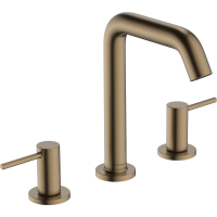Смеситель для раковины hansgrohe Tecturis S 150 EcoSmart+, со сливным клапаном Push-Open, 73330140, шлифованная бронза