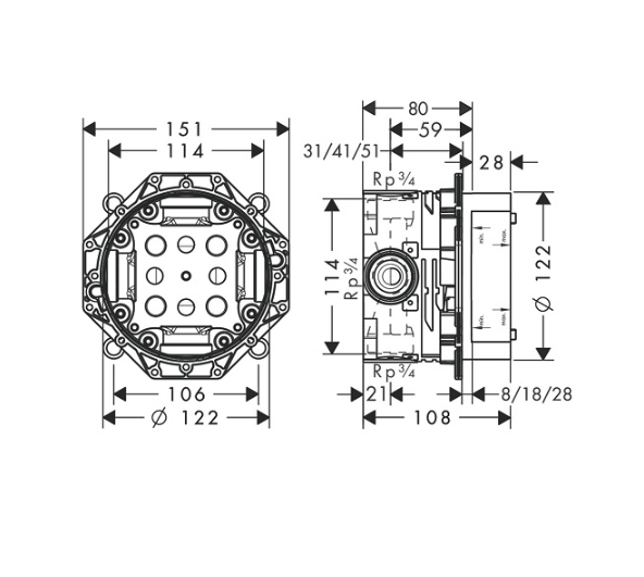 Смеситель для ванны со скрытой частью Hansgrohe Vernis Shape 71468670S черный матовый