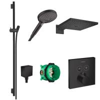 Готовый набор для душа скрытого монтажа hansgrohe Raindance с термостатом ShowerSelect HG-PR146, матовый черный