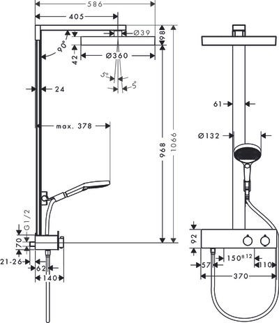 HG Rainfinity Showerpipe 360 1jet с термостатом ShowerTablet 350, хром
