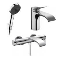 Готовый набор для ванны hansgrohe Vivenis со смесителем для раковины и ручным душем Pulsify HG-PR66, хром