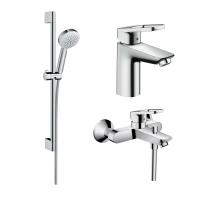 Готовый набор для ванны hansgrohe Logis с ручным душем Crometta и смесителем для раковины HG-PR211, хром