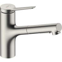 Смеситель для кухонной мойки hansgrohe Zesis M33 150, с вытяжным душем 2jet 74800800, под сталь