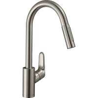 Смеситель для кухонной мойки hansgrohe Focus M41 240, с вытяжным душем 2jet, Eco 31833800, под сталь