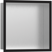 Настенный короб hansgrohe XtraStoris Individual с цветом корпуса под сталь и дизайнерской рамой, 30х30х10 см 56097670, матовый черный