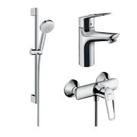 Готовый набор для душа hansgrohe Novus с ручным душем Crometta и смесителем для раковины HG-PR208, хром