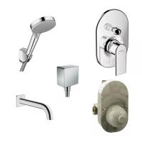 Готовый набор для ванны скрытого монтажа hansgrohe Vernis Shape с ручным душем HG-PR93, хром
