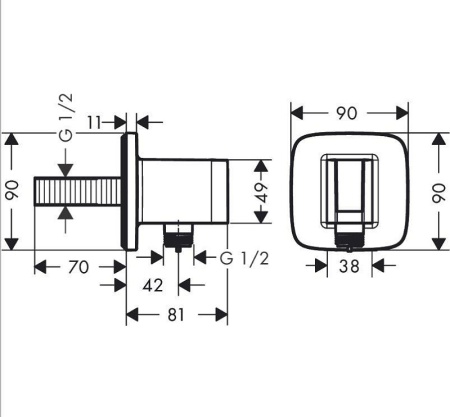 Шланговое подключение Hansgrohe Fixfit Q 26887340, черный хром шлифованный
