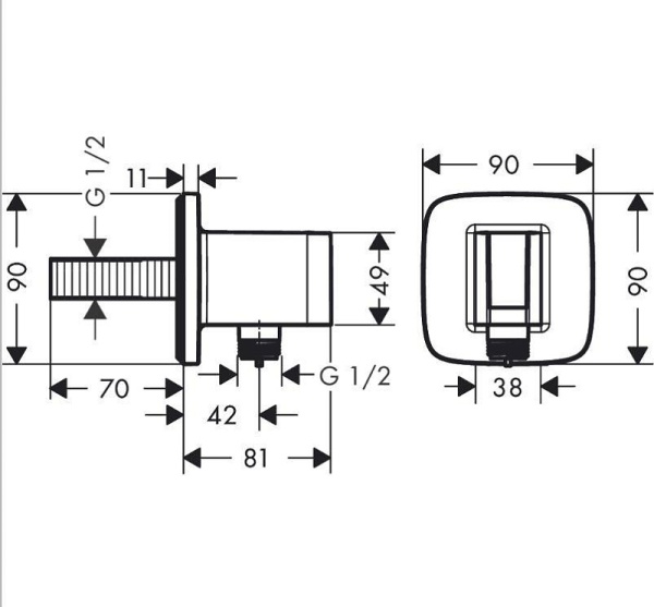 Шланговое подключение Hansgrohe Fixfit Q 26887340, черный хром шлифованный
