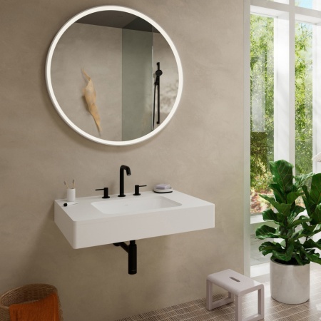 Смеситель для раковины hansgrohe Tecturis S 150 EcoSmart+, со сливным клапаном Push-Open, 73330670, матовый черный