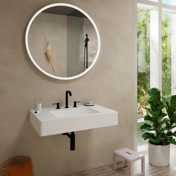 Смеситель для раковины hansgrohe Tecturis S 150 EcoSmart+, со сливным клапаном Push-Open, 73330670, матовый черный