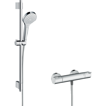 Термостат для душа hansgrohe Ecostat 1001 CL с душевым гарнитуром Croma Select S, 27833400, белый/хром
