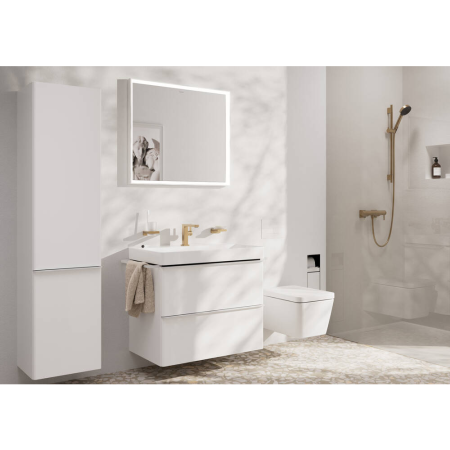 Смеситель для раковины hansgrohe Tecturis E 110 Fine CoolStart, EcoSmart+, с донным клапаном Push-Open, 73020140, шлифованная бронза