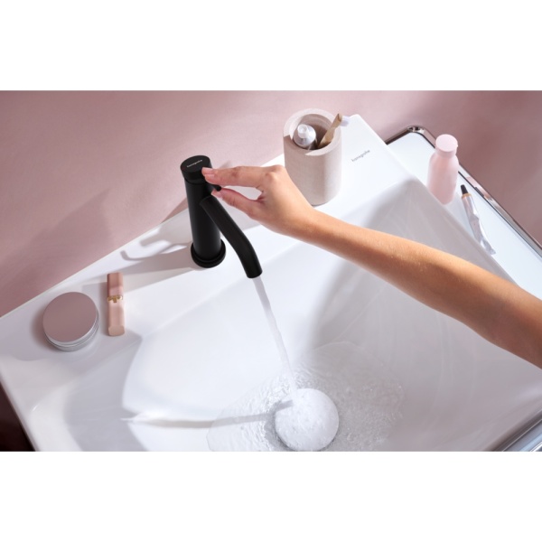 Cмеситель для раковины hansgrohe Tecturis S 110 CoolStart, EcoSmart+, с донным клапаном, 73314670, матовый черный