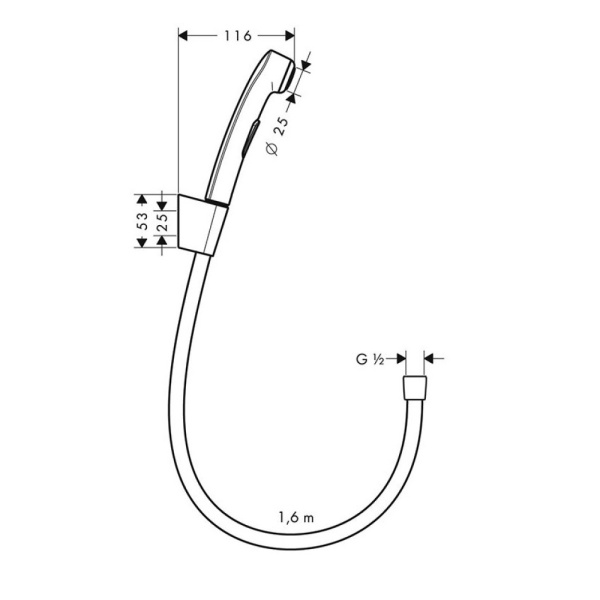 Гигиенический душ hansgrohe 1jet с держателем и шлангом 160 см 32128140, шлифованная бронза