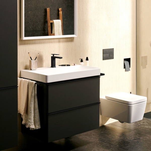 Смеситель для раковины hansgrohe Tecturis E 110 CoolStart, EcoSmart+, с донным клапаном, 73014670, матовый черный