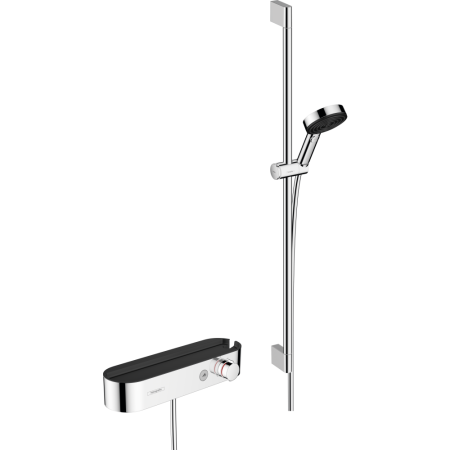 Термостат для душа hansgrohe ShowerTablet Select 400 с душевым гарнитуром Pulsify S и полочкой 24270000, хром