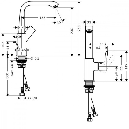 Смеситель hansgrohe Metris для раковины 31087000, хром