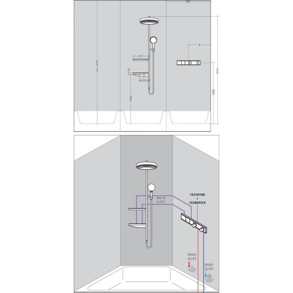 Душевая система hansgrohe Rainfinity Showerpipe 360 1jet 26842700, матовый белый