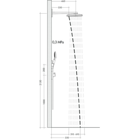 Верхний душ hansgrohe Rainmaker Select 460 2jet с настенным кронштейном скрытого монтажа 24005600, черный/хром