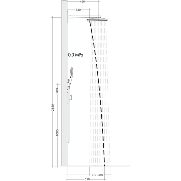 Верхний душ hansgrohe Rainmaker Select 460 2jet с настенным кронштейном скрытого монтажа 24005600, черный/хром