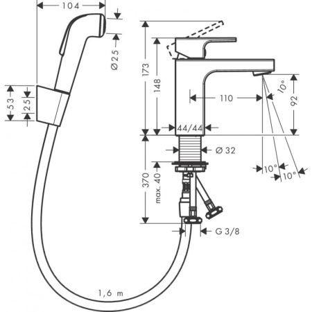 Набор для биде Hansgrohe Vernis Shape 71216000, хром
