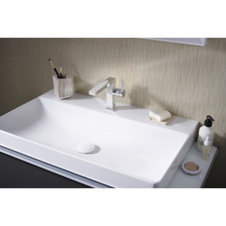 Смеситель для раковины hansgrohe Tecturis E 110 Fine CoolStart, EcoSmart+, с донным клапаном Push-Open, 73020000, хром