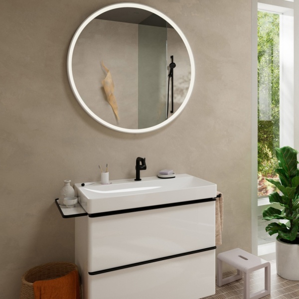 Смеситель для раковины hansgrohe Tecturis S 110 Fine CoolStart, EcoSmart+, с донным клапаном, 73323670, матовый черный