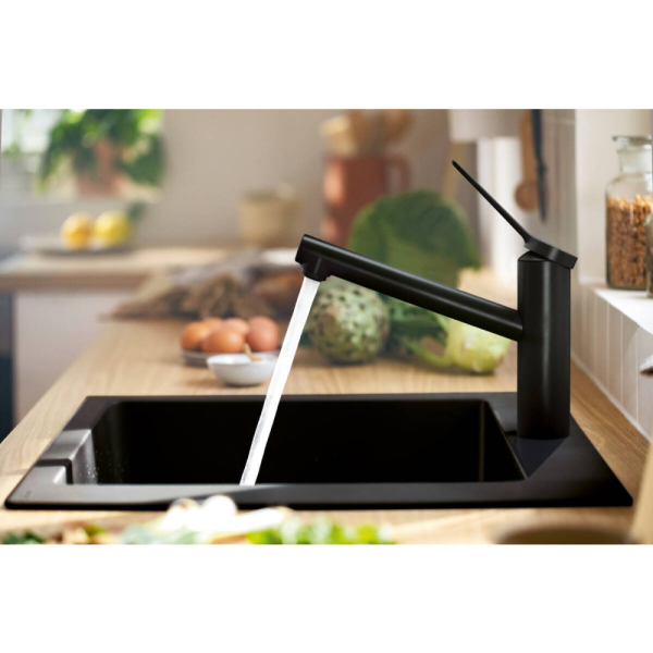 Смеситель для кухонной мойки hansgrohe Zesis M33 150, с поворотным изливом 74802670, матовый черный