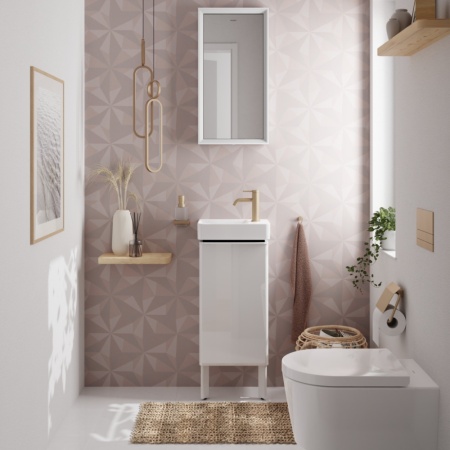 Cмеситель для раковины hansgrohe Tecturis S 80 CoolStart EcoSmart+, 73301140, шлифованная бронза