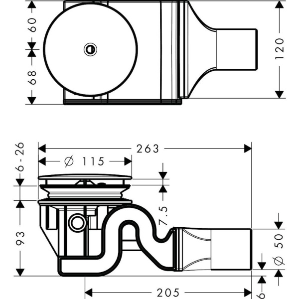 Сифон для поддона hansgrohe Raindrain 90 XX 60067000, хром