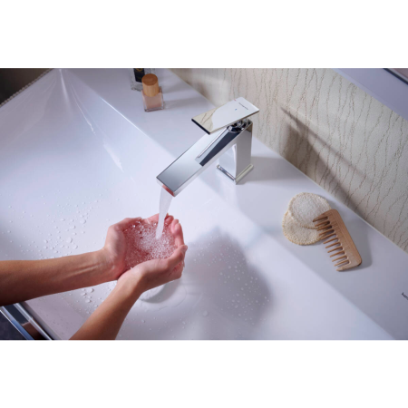 Смеситель для раковины hansgrohe Tecturis E 110 CoolStart, EcoSmart+, с донным клапаном, 73014000, хром