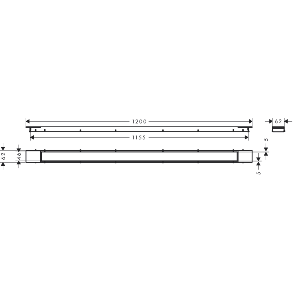 Внешняя часть трапа для душа hansgrohe RainDrain Match Plus, 120 см, с регулировкой по высоте 56218800, нержавеющая сталь