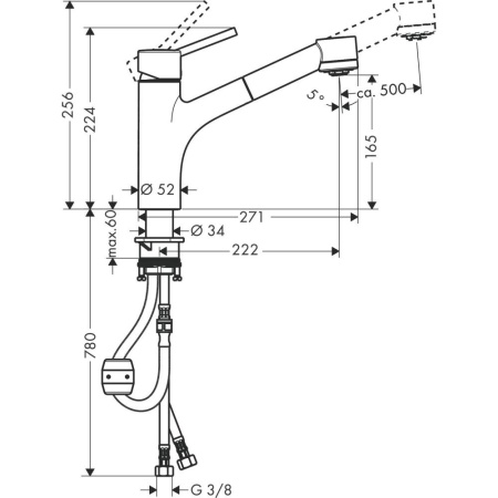 Смеситель hansgrohe Talis S для кухонной мойки 32841000, хром